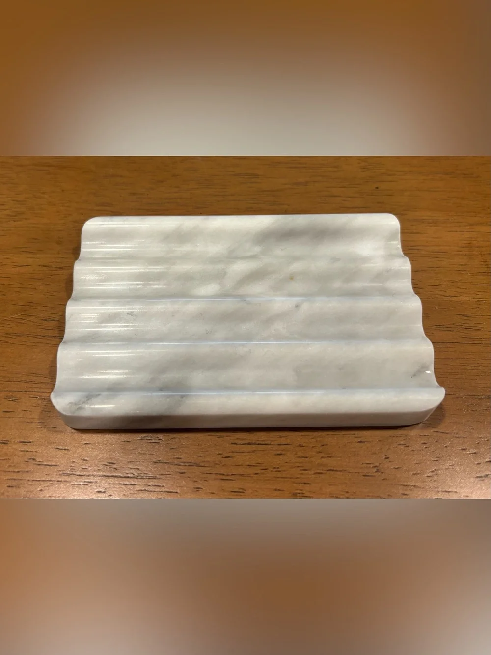 White Marble Ridged Soap Dish Natural Stone Bathroom Decor